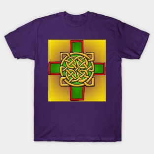 Gold and Green Celtic Cross T-Shirt